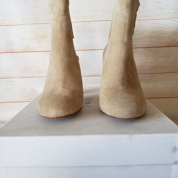 IRO Matyizi Suede Cutout Round Toe Bootie Block Heel Tan Natural Women's Size 39 - Picture 9 of 13
